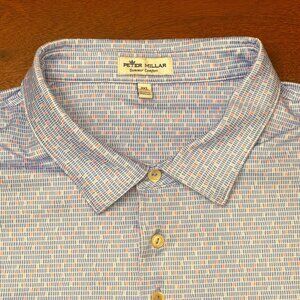 Blue Pink Print Peter Millar Men's Summer Comfort Performance Polo